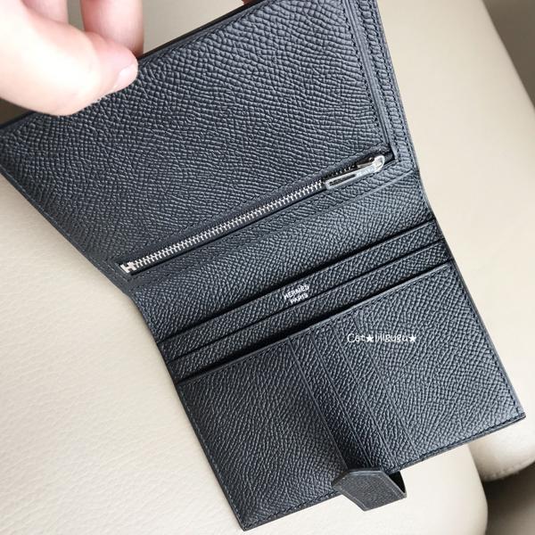 HERMES エルメス財布コピー ベアンコンパクト財布ブラックＸシルバー金具 9071903